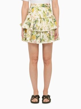 ALEMAIS Floral Frilled Mini Skirt In Multicolor